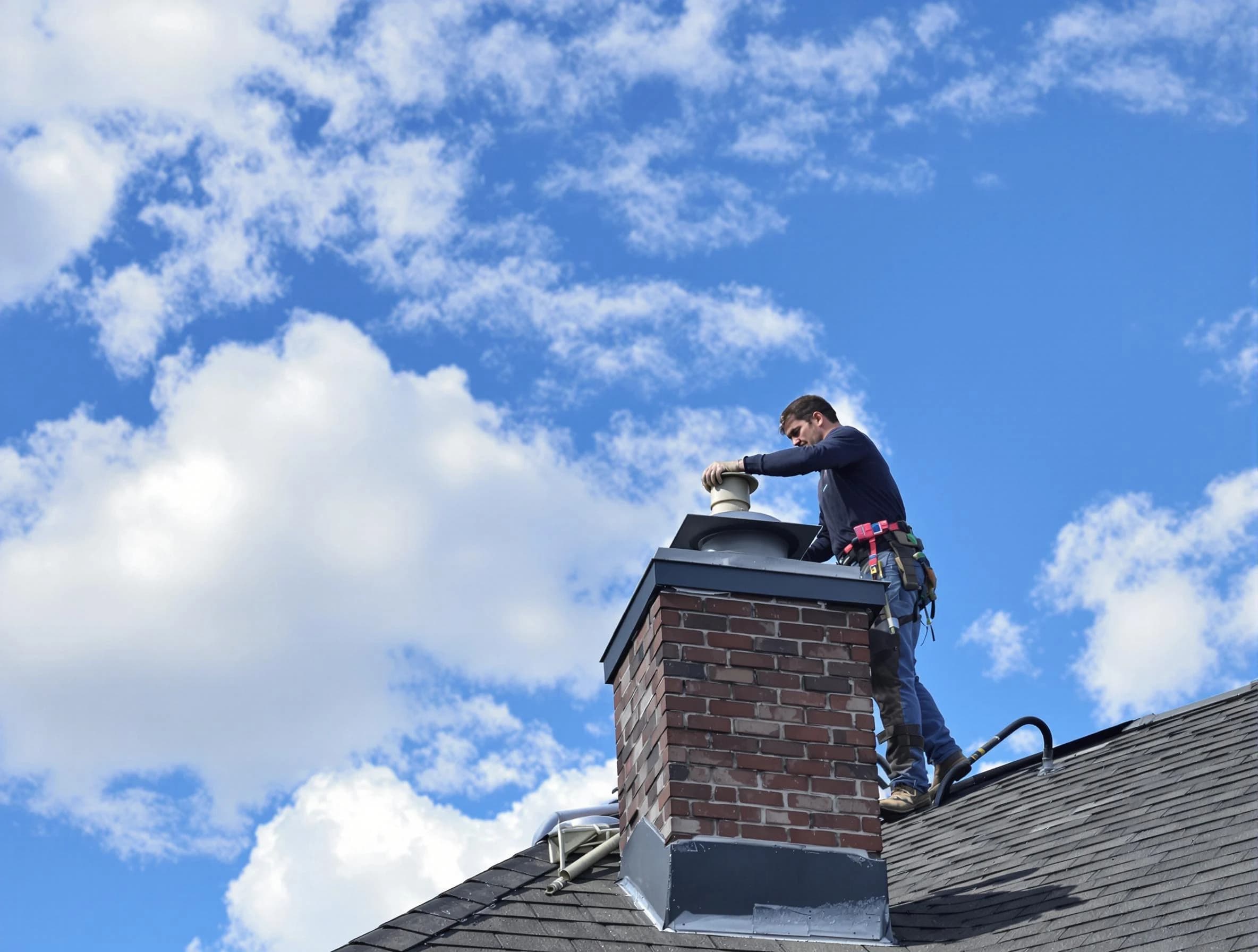 Mountain Green Chimney Sweep installing a sturdy chimney cap in Mountain Green, UT