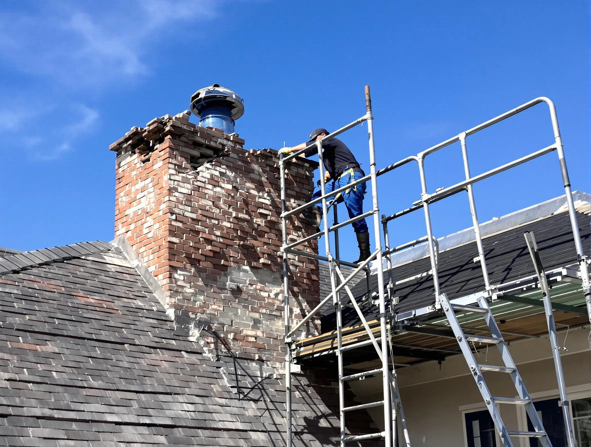 Rebuilding a chimney structure by Mountain Green Chimney Sweep in Mountain Green, UT