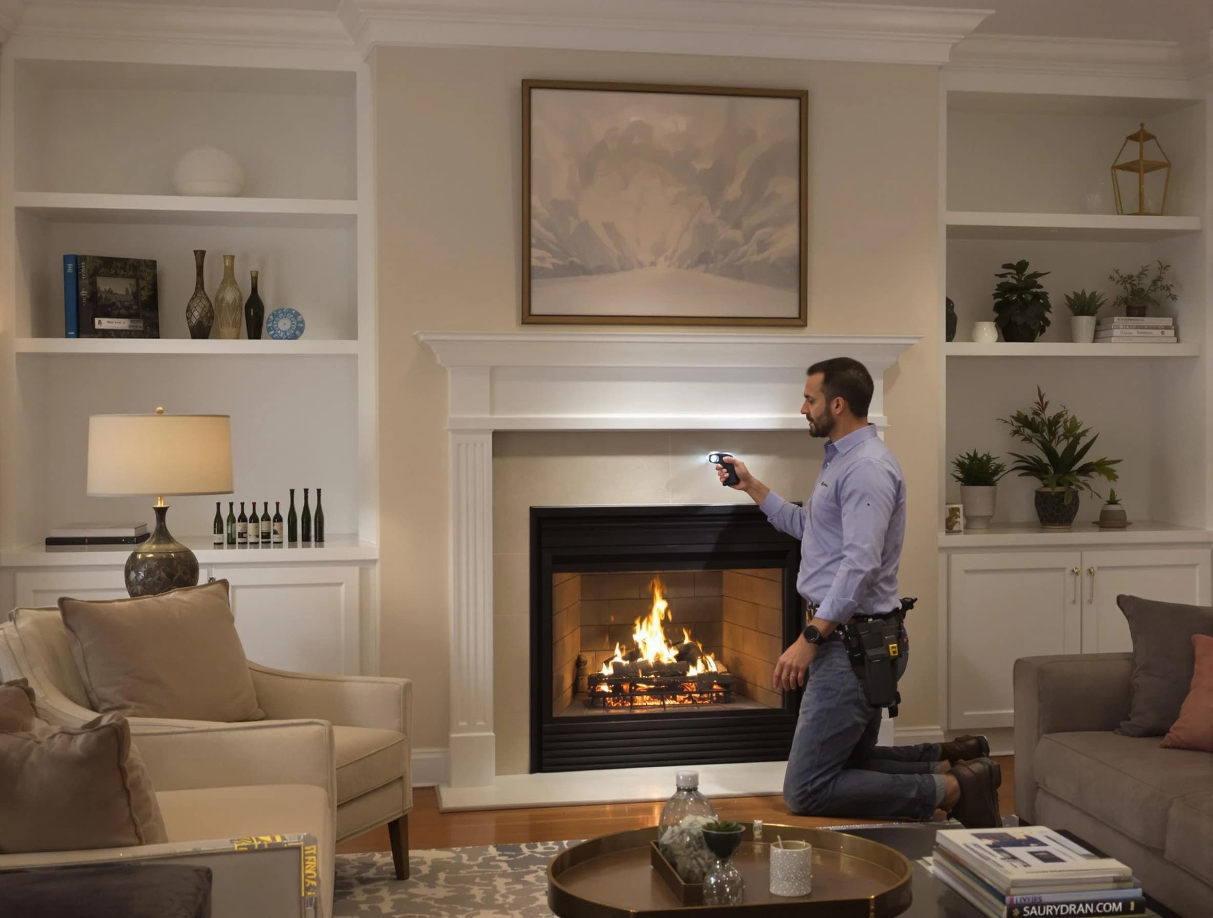 Mountain Green Chimney Sweep conducting a fireplace safety inspection in Mountain Green, UT