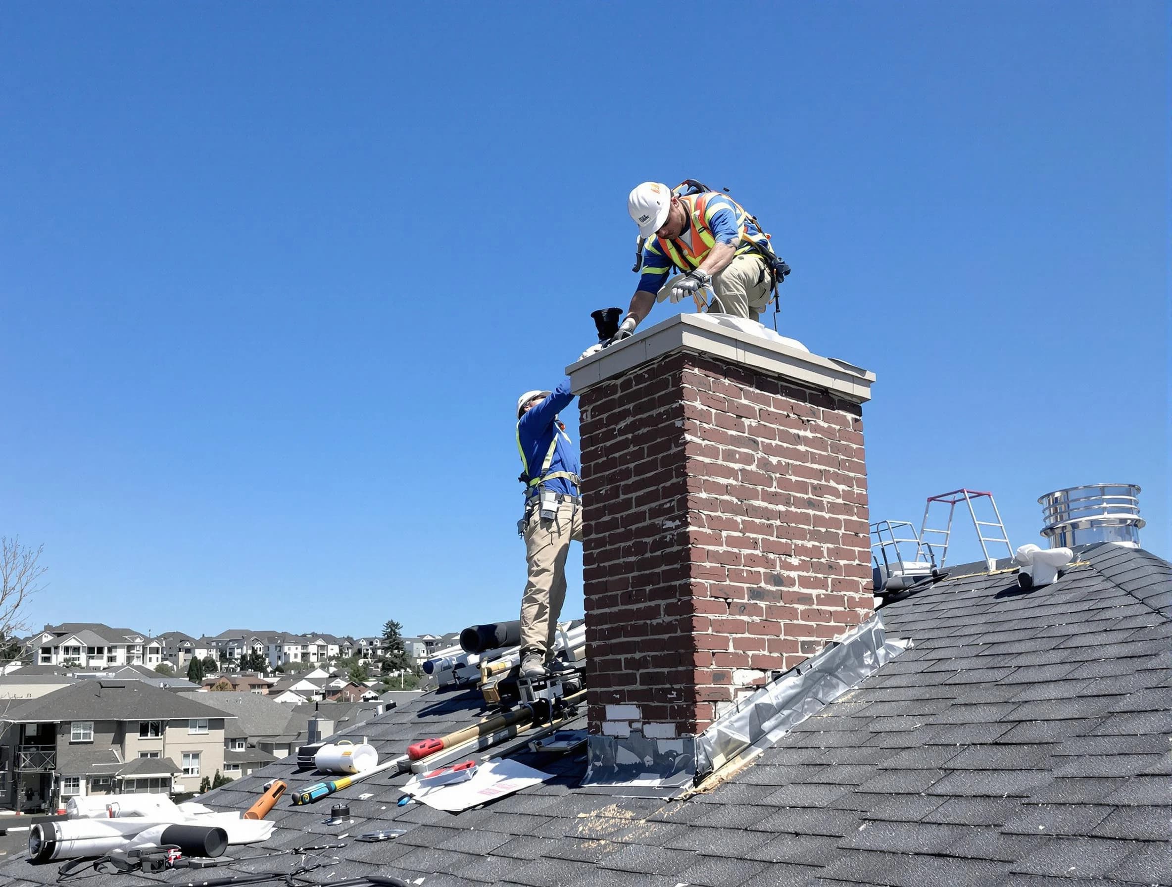 Mountain Green Chimney Sweep repairing a chimney crown in Mountain Green, UT