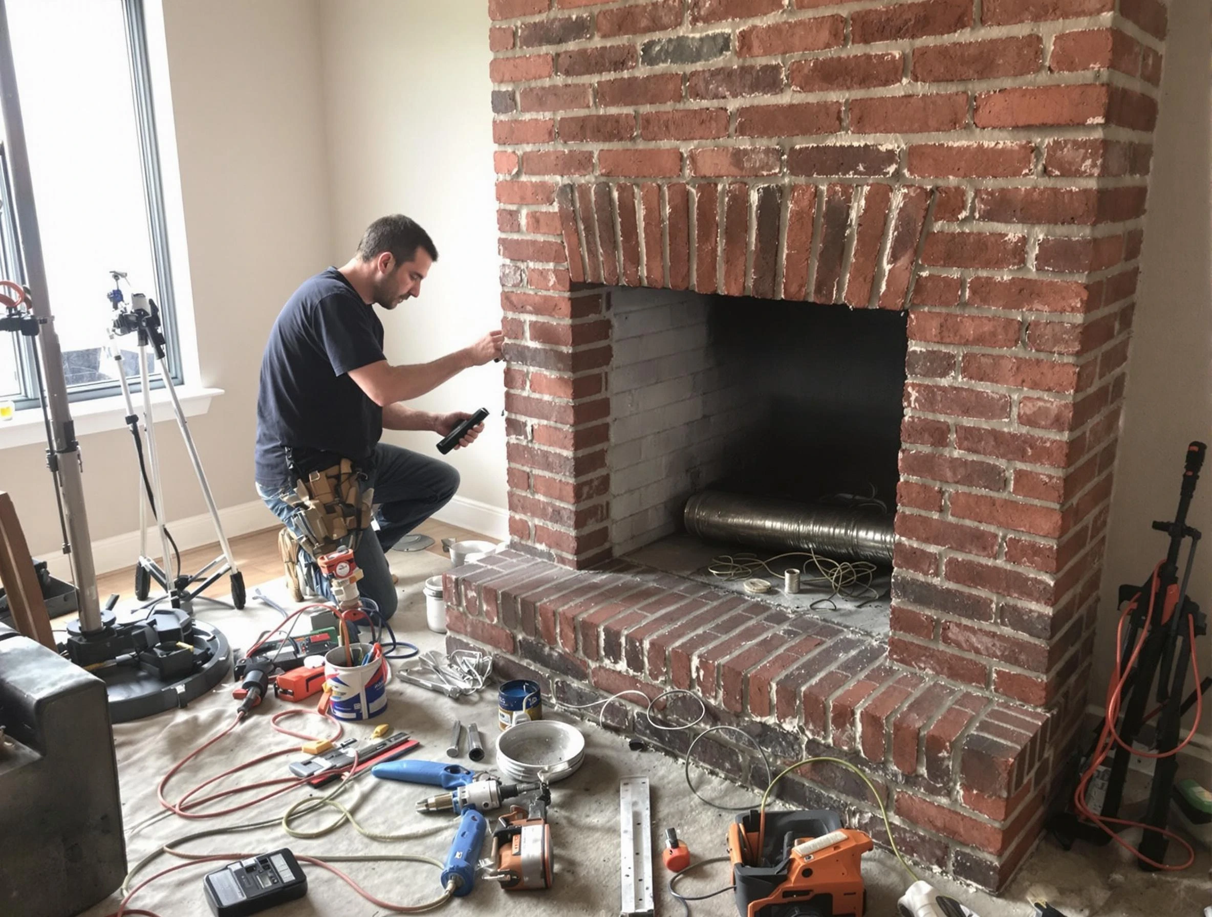 Mountain Green Chimney Sweep specialist finalizing chimney liner service in Mountain Green, UT
