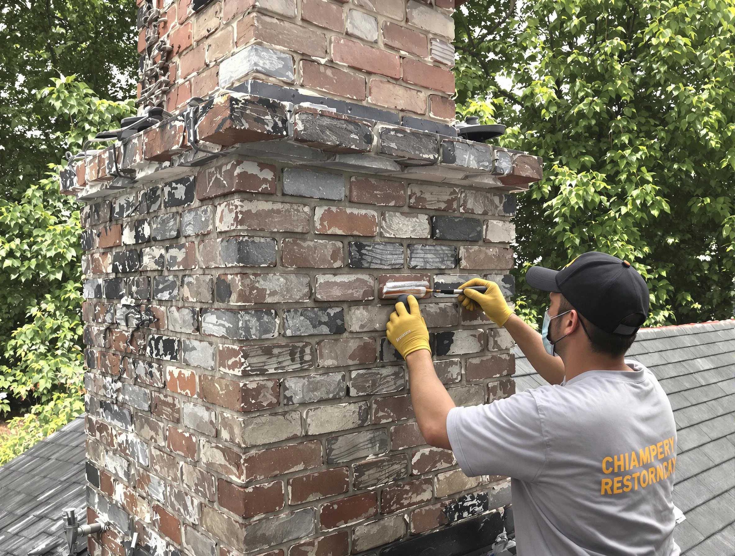 In-progress chimney restoration by Mountain Green Chimney Sweep in Mountain Green, UT
