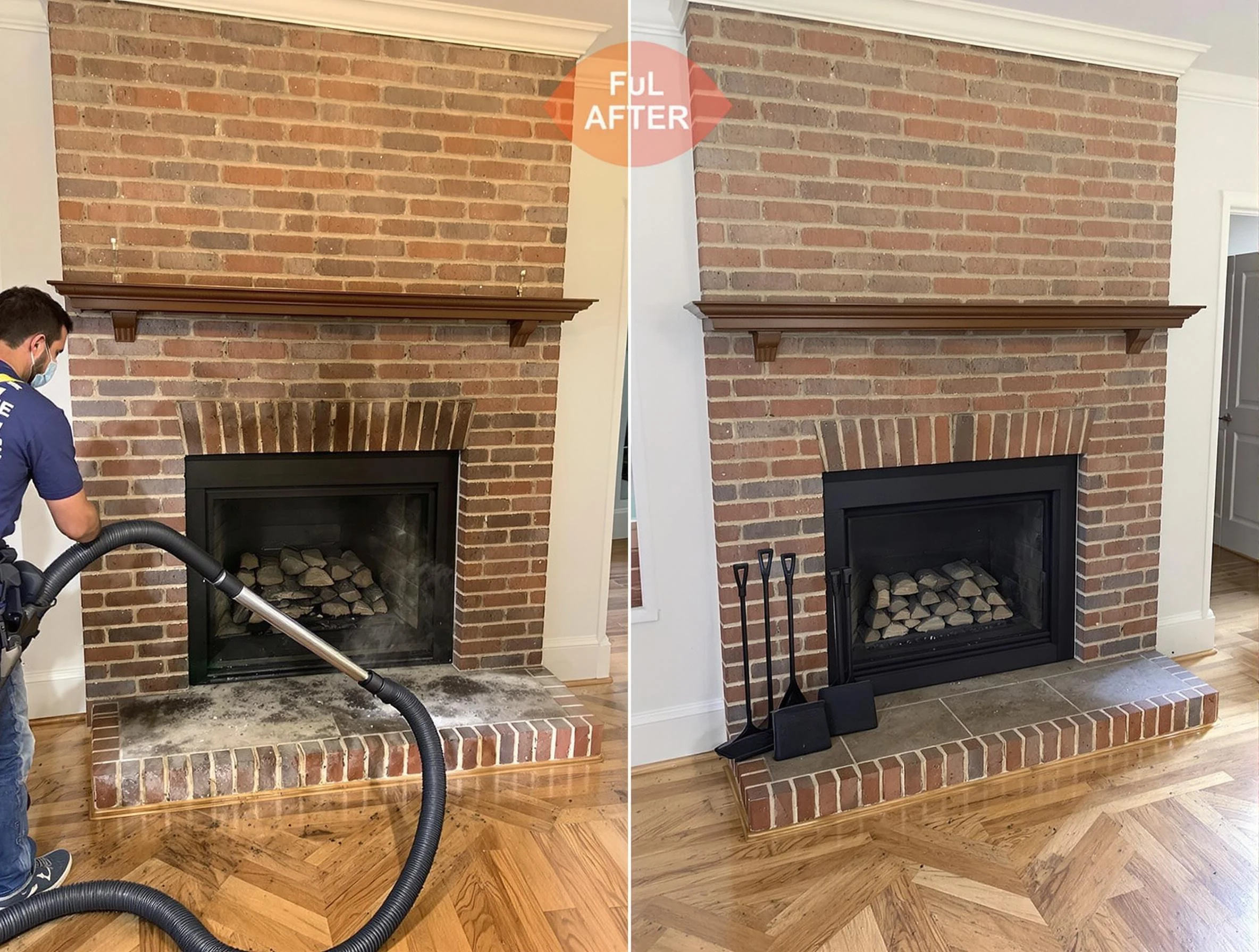 Mountain Green Chimney Sweep carefully sanitizing a fireplace in Mountain Green, UT