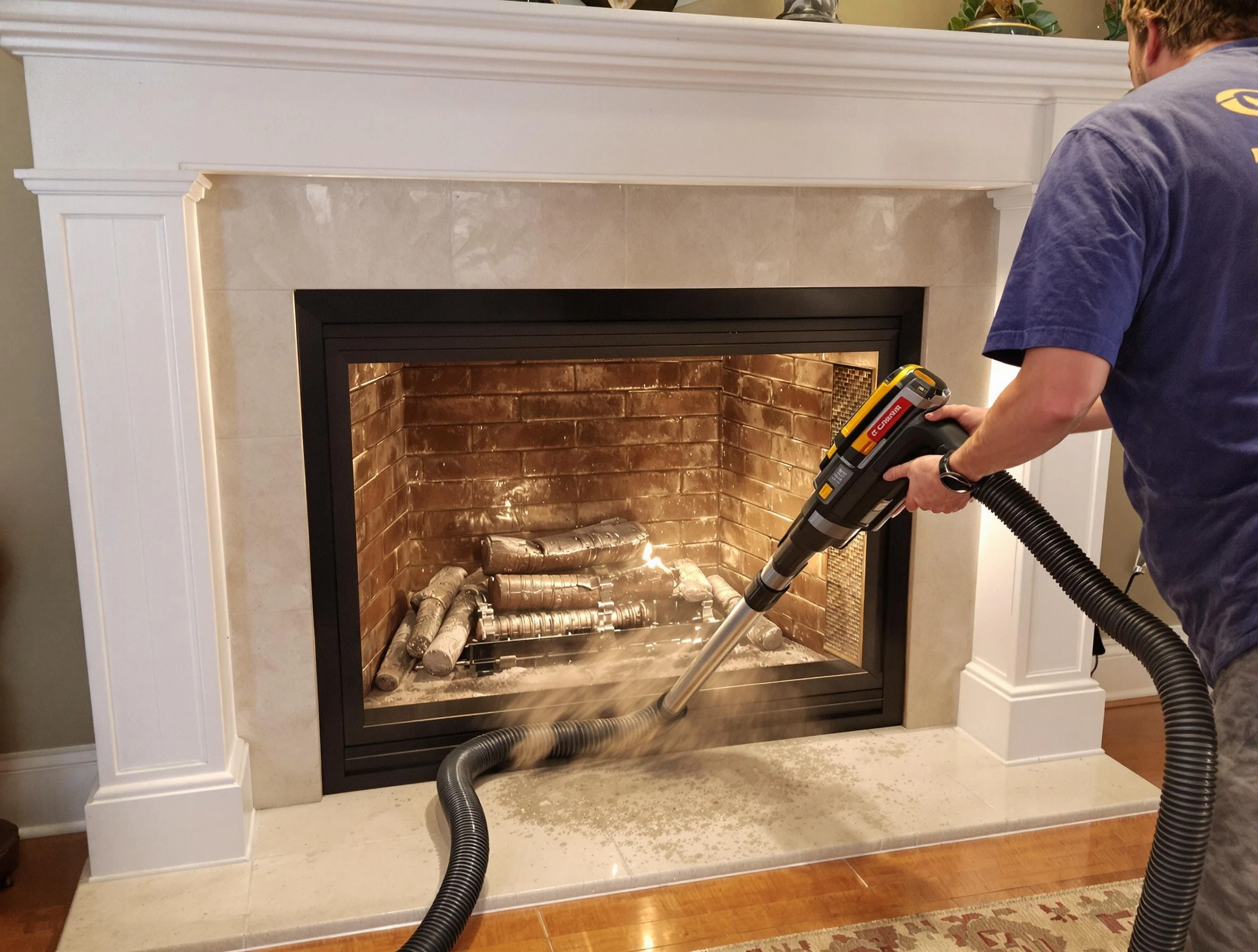 Fireplace cleaning performed by Mountain Green Chimney Sweep in Mountain Green, UT