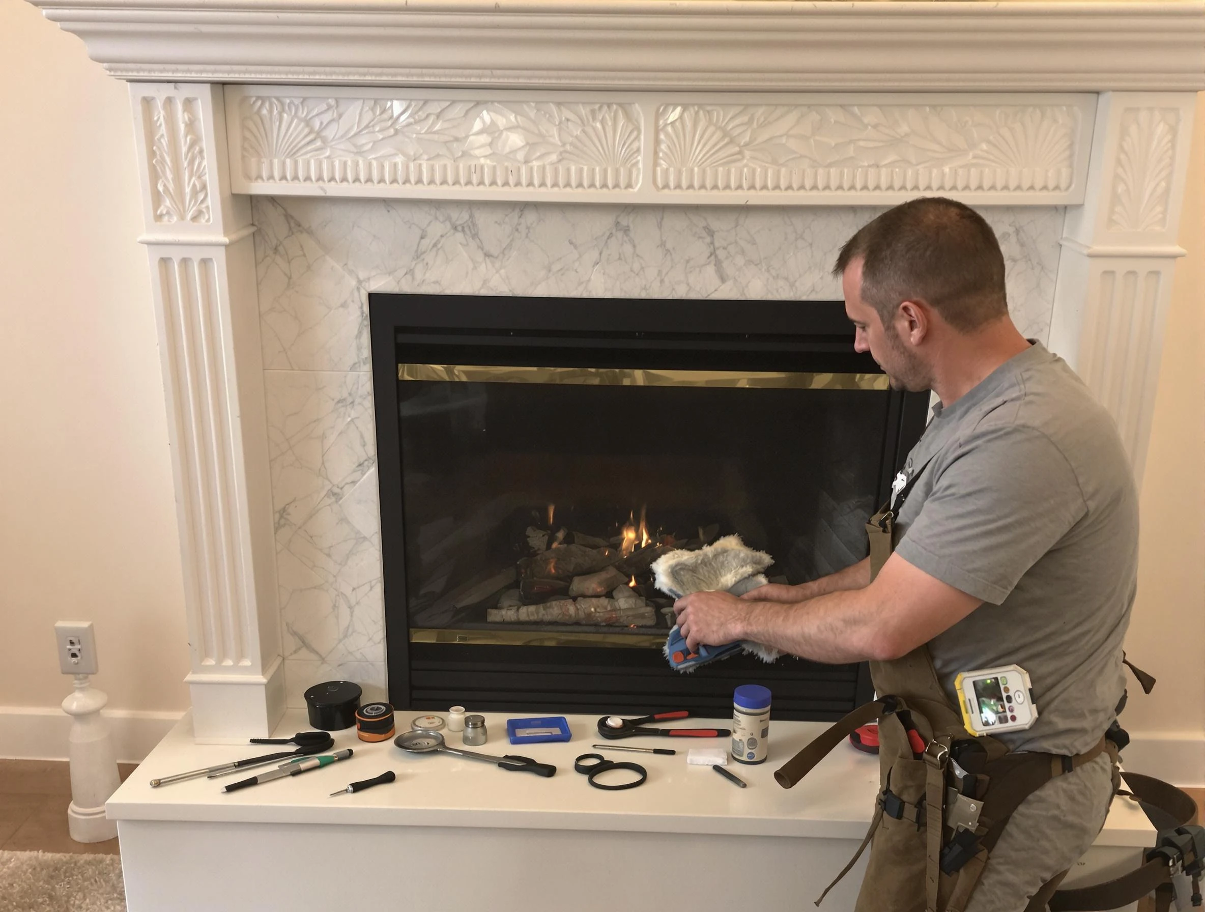 Mountain Green Chimney Sweep performing fireplace maintenance in Mountain Green, UT